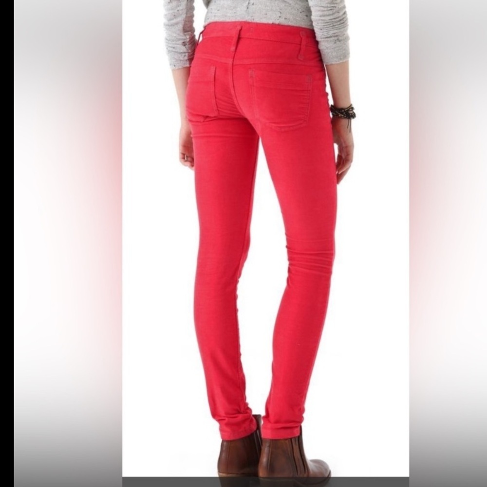 Free People Red Corduroy Pants Straight Leg Size 25 - Picture 11 of 12